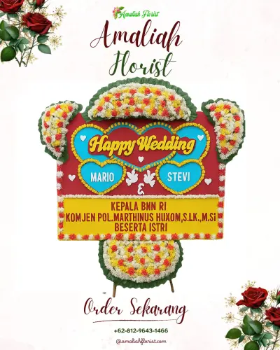 Karangan Papan Bunga Pernikahan di Tuminting